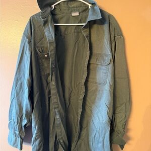 Carhartt Olive Green Hooded Shirt Jacket